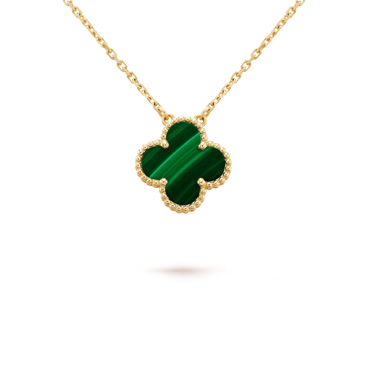 ¡®Aura Jewels¡¯CLOVER 15MM MALACHITE SINGLE FLOWER  NECKLACE
