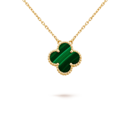 ¡®Aura Jewels¡¯CLOVER 15MM MALACHITE SINGLE FLOWER  NECKLACE