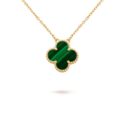 ¡®Aura Jewels¡¯CLOVER 15MM MALACHITE SINGLE FLOWER  NECKLACE