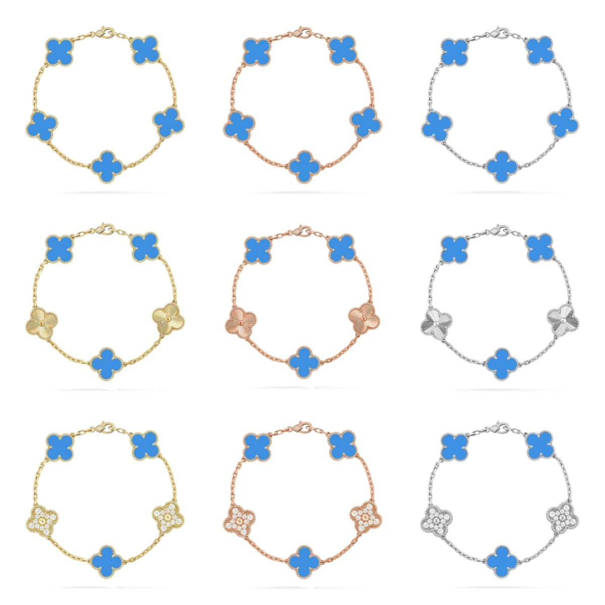 [Aura Jewels]New CLOVER 5 MOTIF BLUE AGATE BRACELET COLLECTION