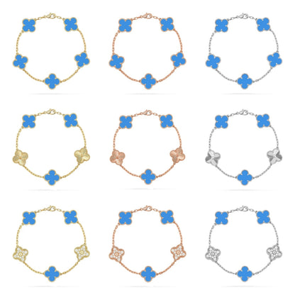 [Aura Jewels]New CLOVER 5 MOTIF BLUE AGATE BRACELET COLLECTION
