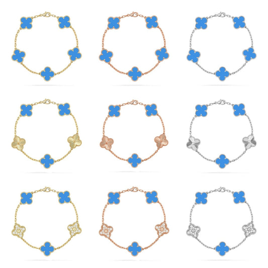 [Aura Jewels]New CLOVER 5 MOTIF BLUE AGATE BRACELET COLLECTION