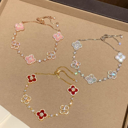 ¡®Aura Jewels¡¯CLOVER 5 MOTIF PINK BLUE RED WHITE BRACELET