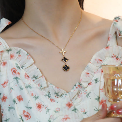 ¡®Aura Jewels¡¯STAR AND SUN ONYX PINK GOLD NECKLACE