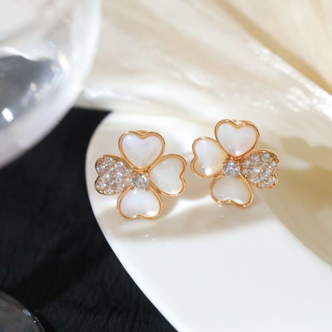 [Aura Jewels]FRIVOLE PINK GOLD FLOWER DIAMOND EARRINGS 2