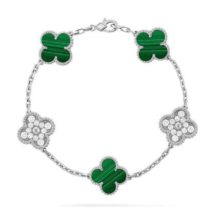 [Aura Jewels]New  CLOVER 5 MOTIF MALACHITE BRACELET COLLECTION