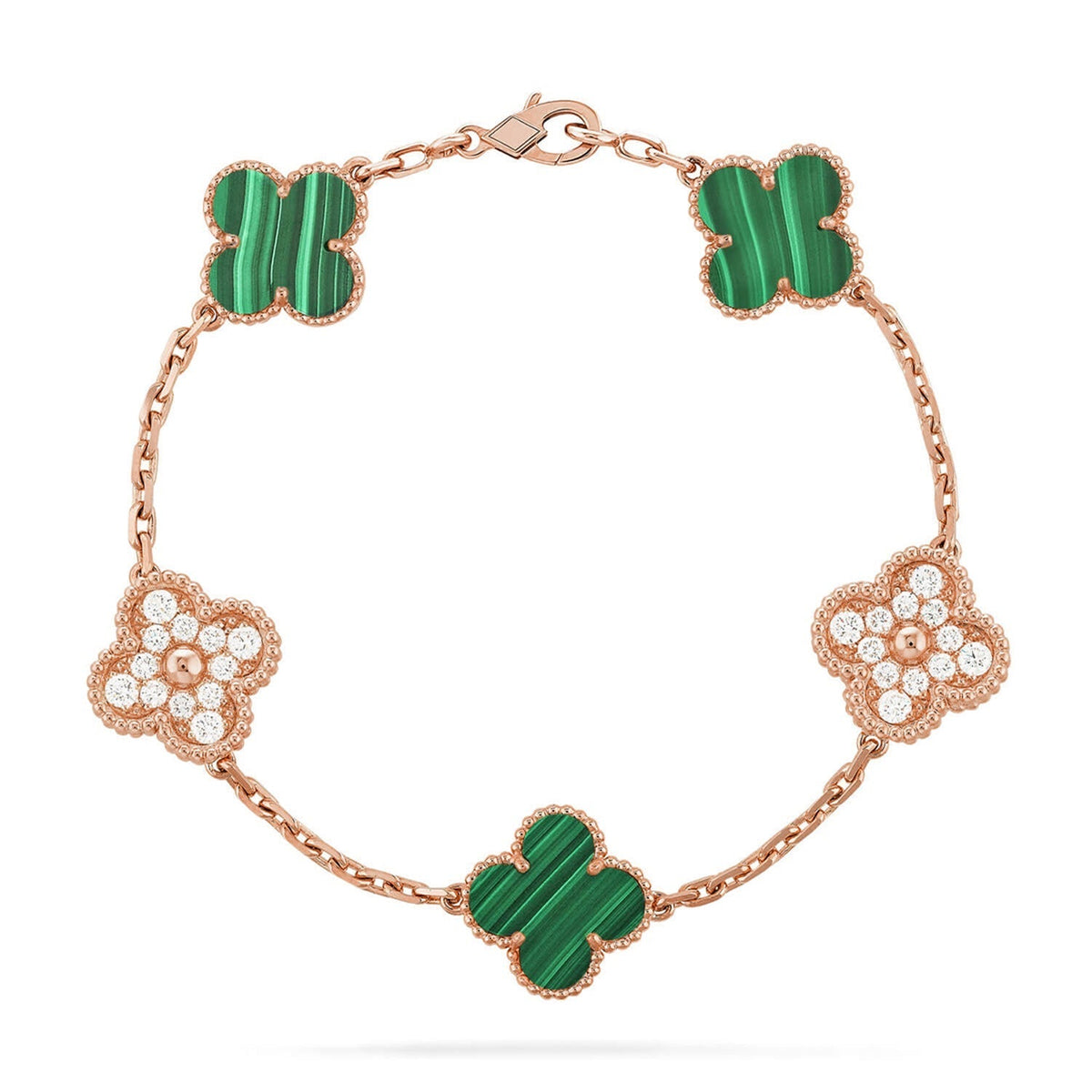 [Aura Jewels]New  CLOVER 5 MOTIF MALACHITE BRACELET COLLECTION