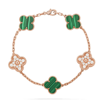 [Aura Jewels]New  CLOVER 5 MOTIF MALACHITE BRACELET COLLECTION