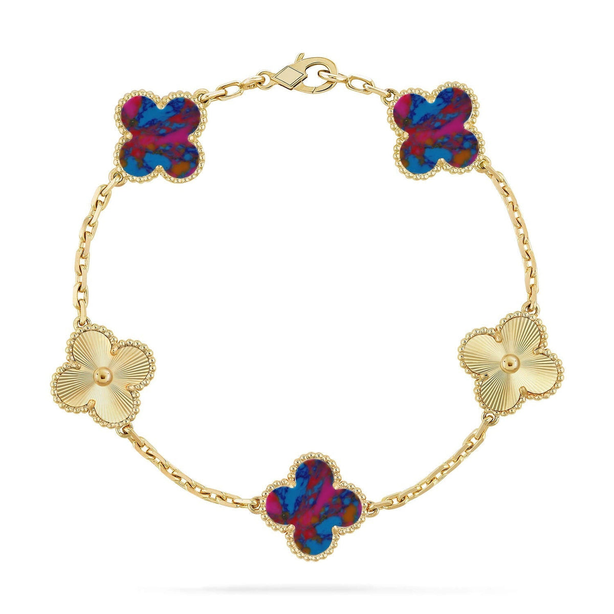 [Aura Jewels]New CLOVER 5 MOTIF COLOR GEMSTONES BRACELET COLLECTION