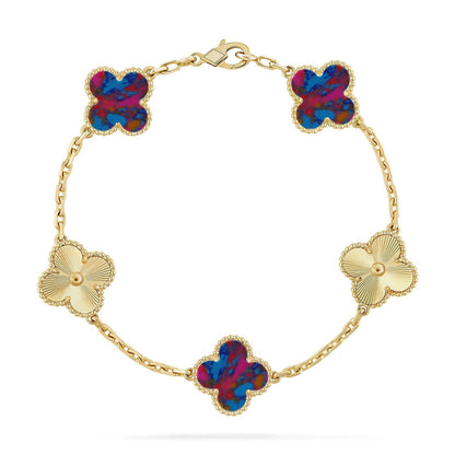 [Aura Jewels]New CLOVER 5 MOTIF COLOR GEMSTONES BRACELET COLLECTION