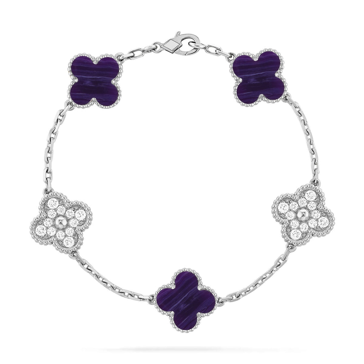 [Aura Jewels]New CLOVER 5 MOTIF PURPLE STRIPES BRACELET COLLECTION