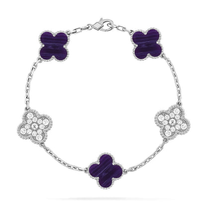 [Aura Jewels]New CLOVER 5 MOTIF PURPLE STRIPES BRACELET COLLECTION