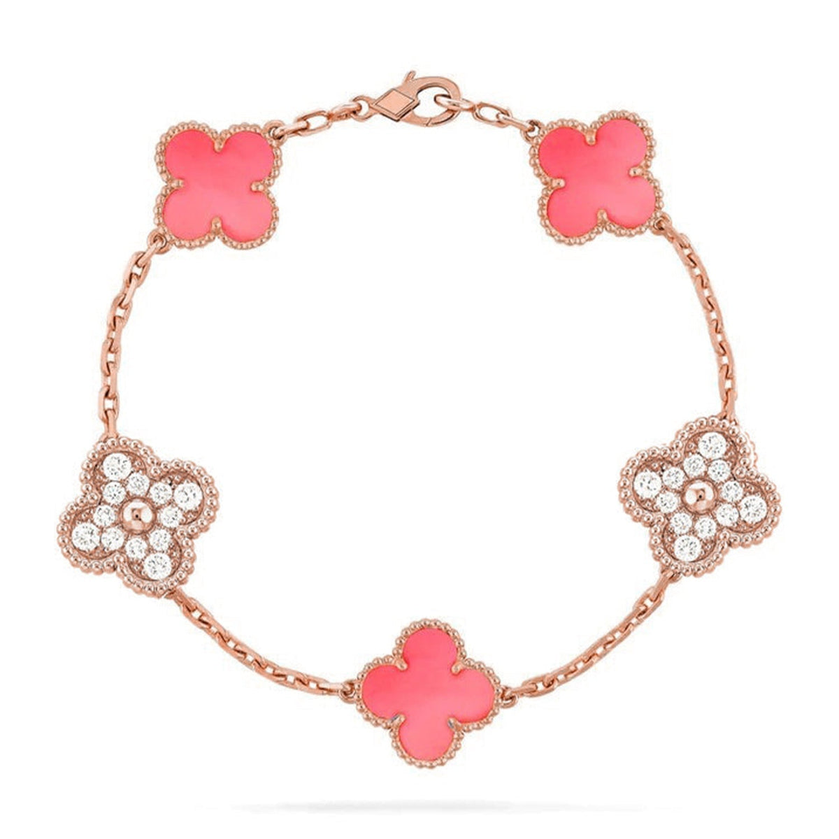 [Aura Jewels]New  CLOVER 5 MOTIFS  PINK MOP BRACELET COLLECTION