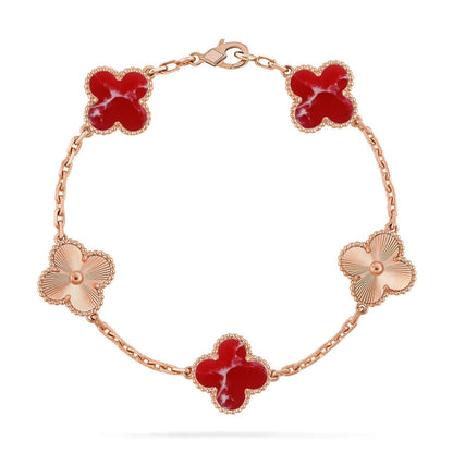 [Aura Jewels]New CLOVER 5 MOTIF RED PATTERN BRACELET COLLECTION
