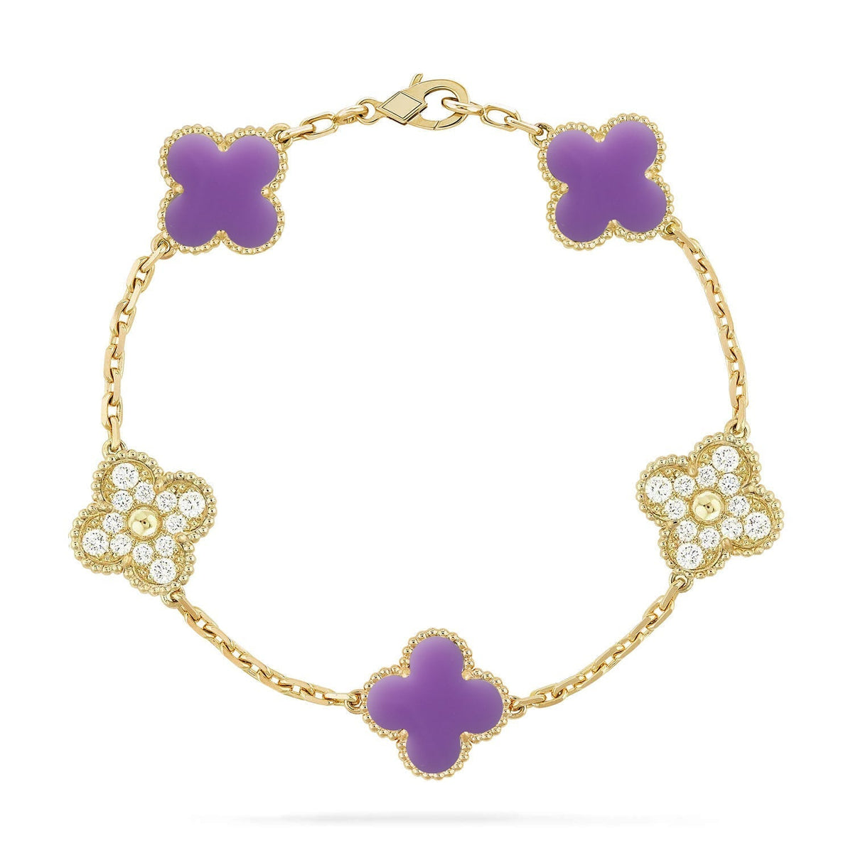 [Aura Jewels]New CLOVER 5 MOTIF LIGHT PURPLE BRACELET COLLECTION