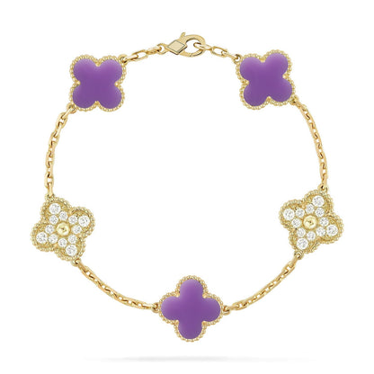 [Aura Jewels]New CLOVER 5 MOTIF LIGHT PURPLE BRACELET COLLECTION