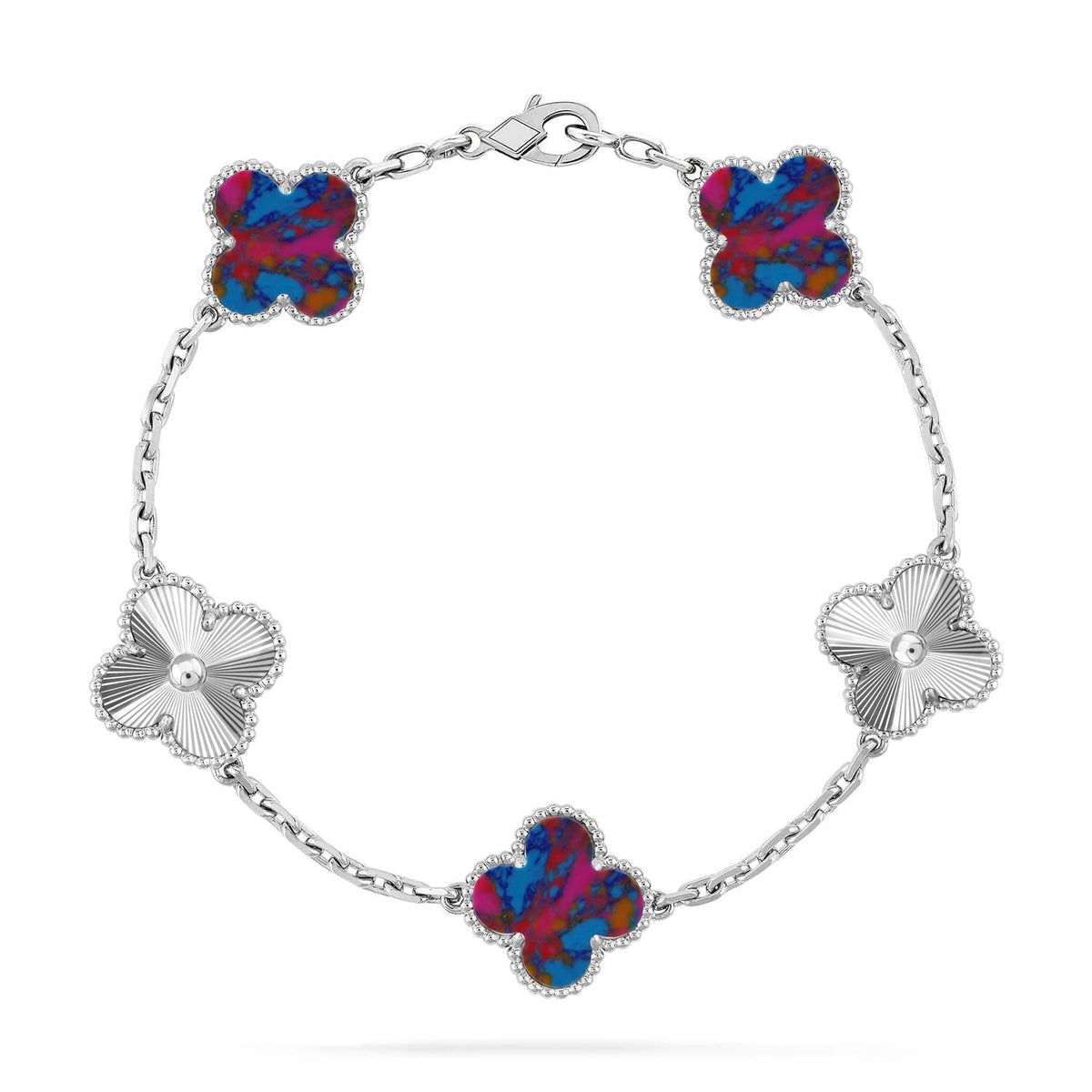 [Aura Jewels]New CLOVER 5 MOTIF COLOR GEMSTONES BRACELET COLLECTION
