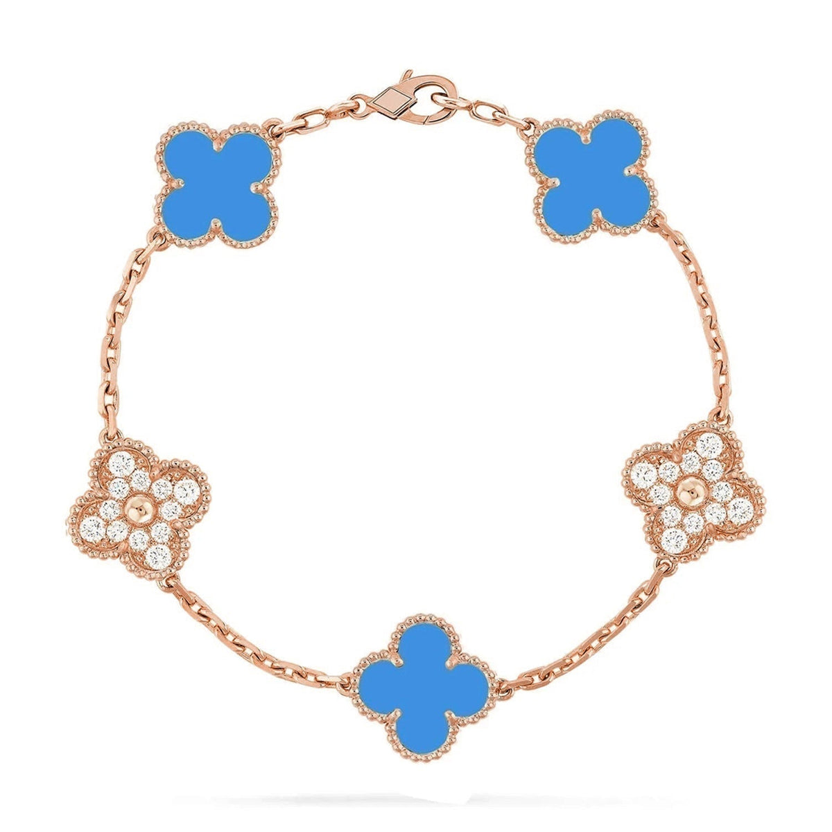 [Aura Jewels]New CLOVER 5 MOTIF BLUE AGATE BRACELET COLLECTION