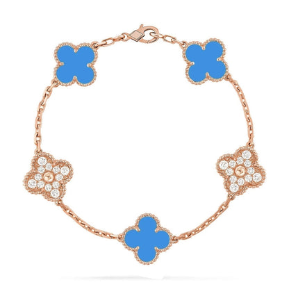 [Aura Jewels]New CLOVER 5 MOTIF BLUE AGATE BRACELET COLLECTION