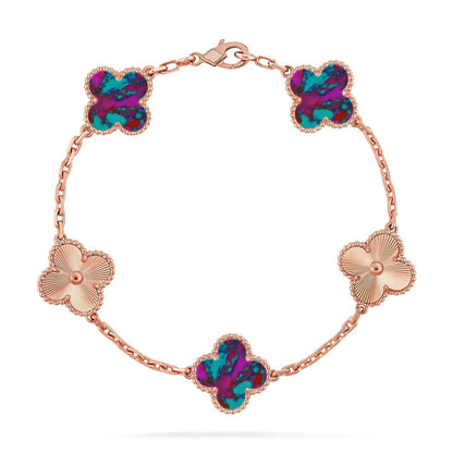 [Aura Jewels]New CLOVER 5 MOTIF COLOR GEMSTONES BRACELET COLLECTION