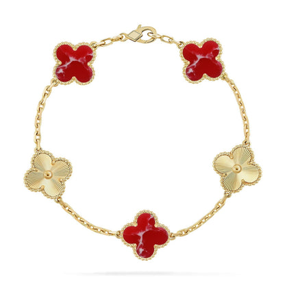 [Aura Jewels]New CLOVER 5 MOTIF RED PATTERN BRACELET COLLECTION