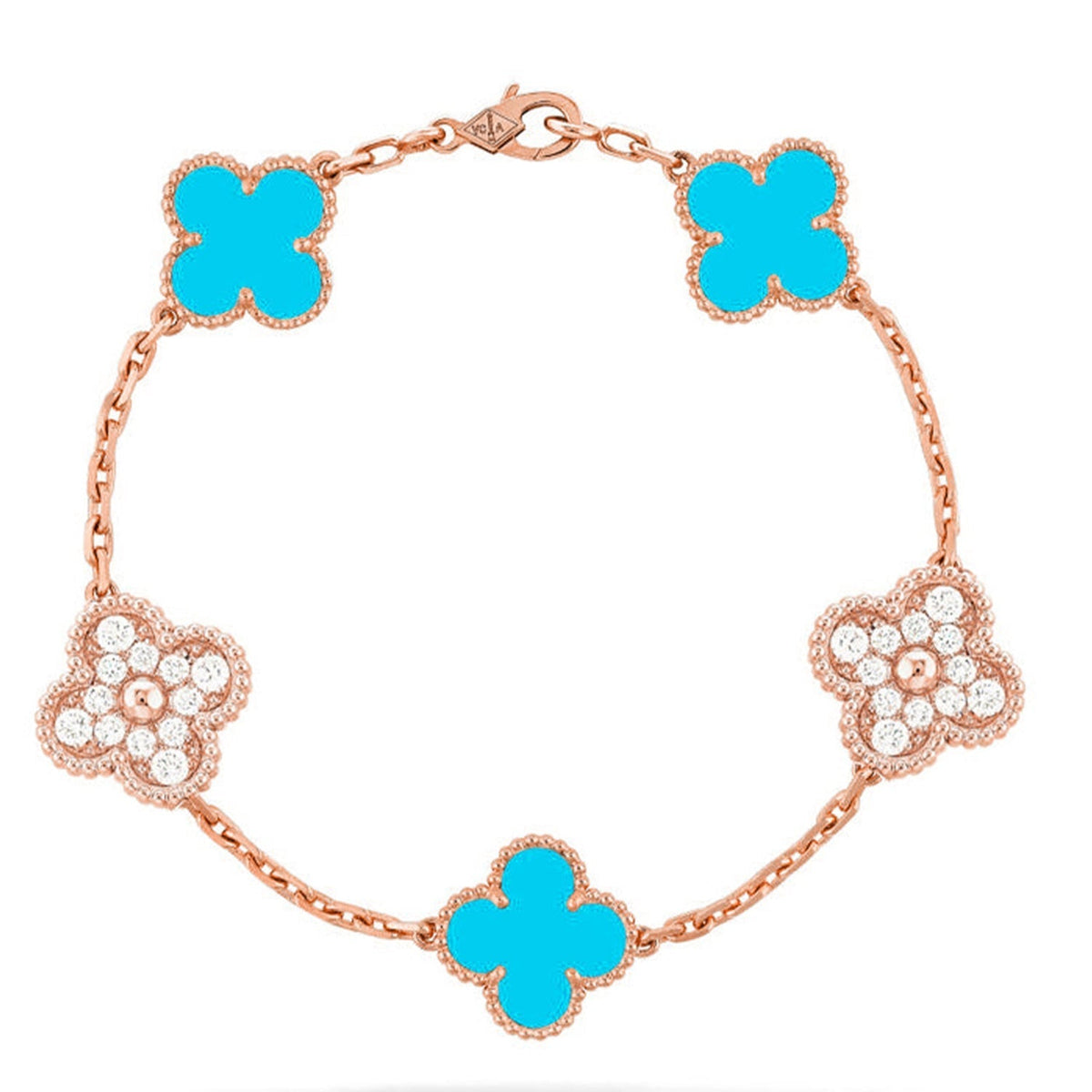 [Aura Jewels]New  CLOVER 5 MOTIF TURQUOISE BRACELET COLLECTION