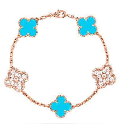 [Aura Jewels]New  CLOVER 5 MOTIF TURQUOISE BRACELET COLLECTION