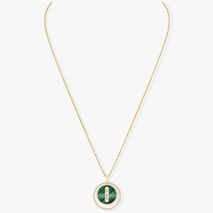 [Aura Jewels]LUCKY MOVE 3 DIAMOND MALACHITE GOLD DIAMOND NECKLACE