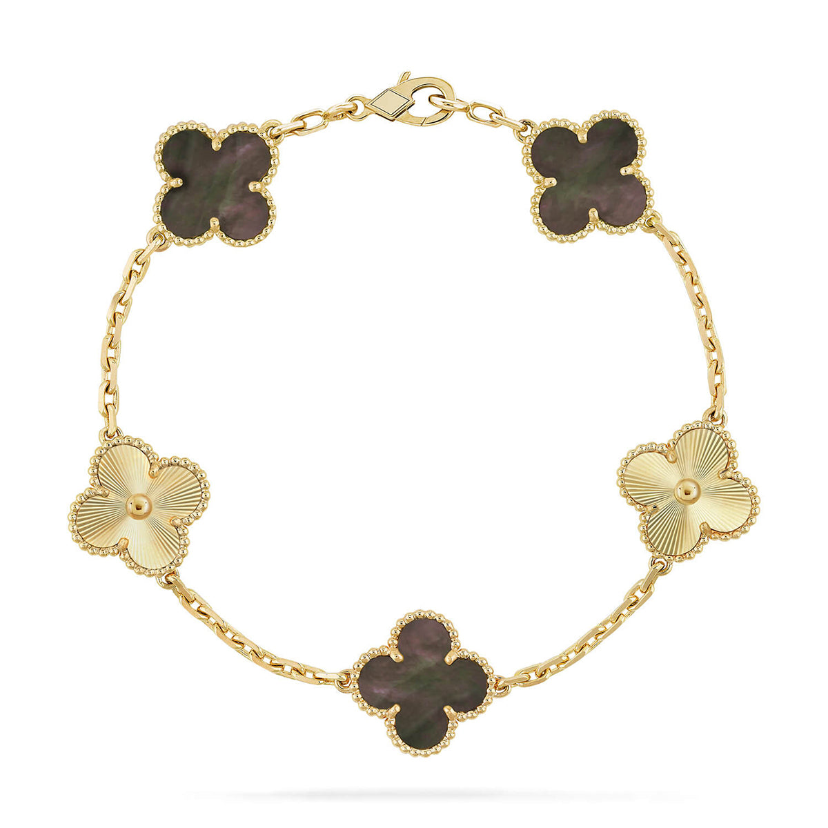 [Aura Jewels]New CLOVER 5 MOTIF GRAY MOP BRACELET COLLECTION