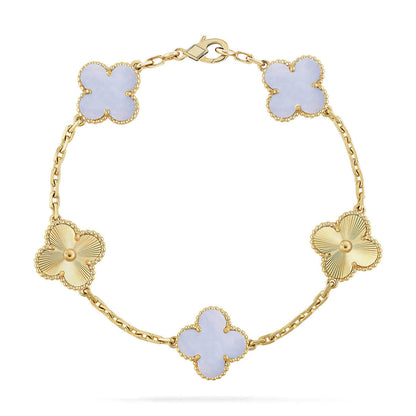 [Aura Jewels]New  CLOVER 5 MOTIF PURPLE CHALCEDONY BRACELET COLLECTION