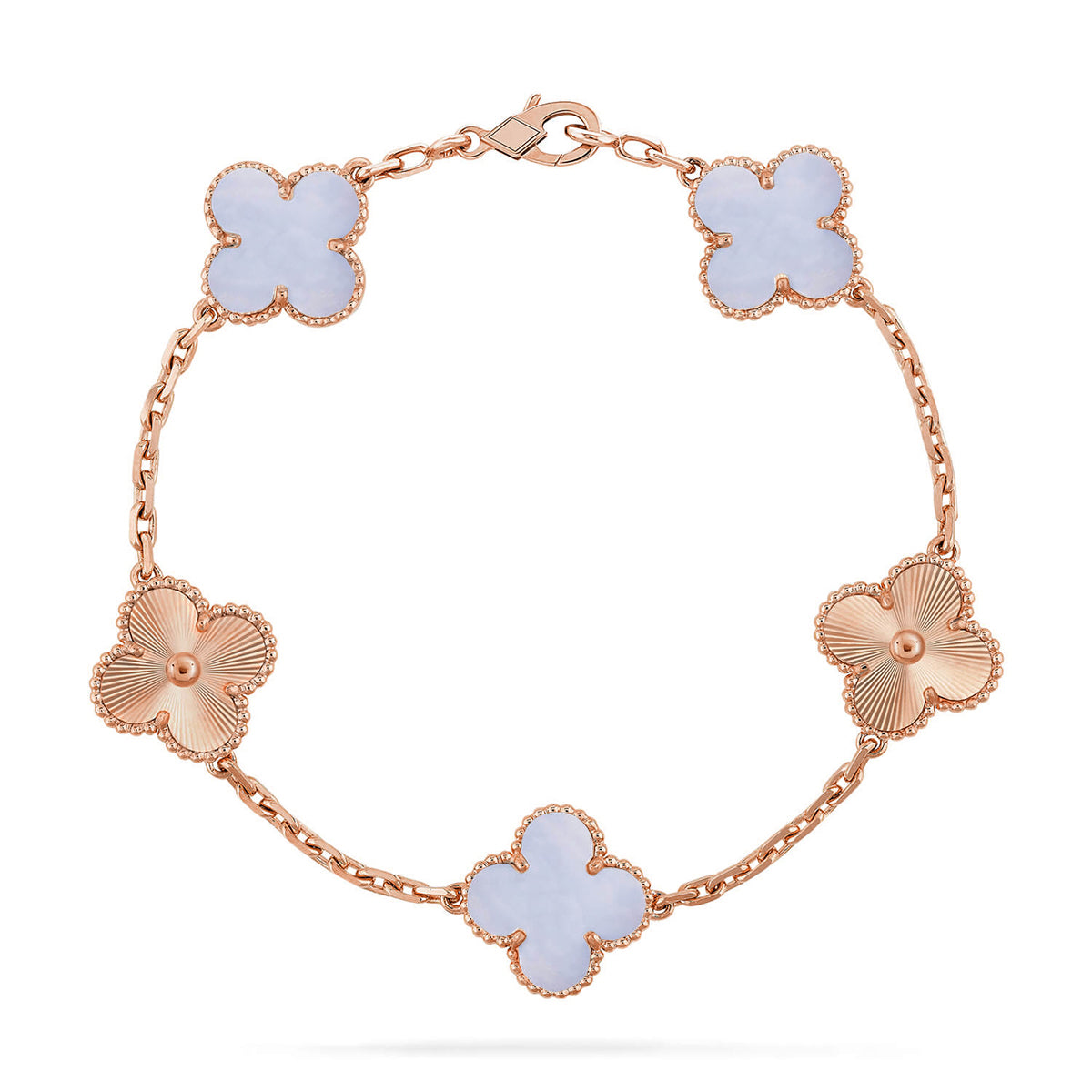 [Aura Jewels]New  CLOVER 5 MOTIF PURPLE CHALCEDONY BRACELET COLLECTION