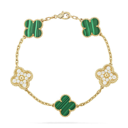 [Aura Jewels]New  CLOVER 5 MOTIF MALACHITE BRACELET COLLECTION