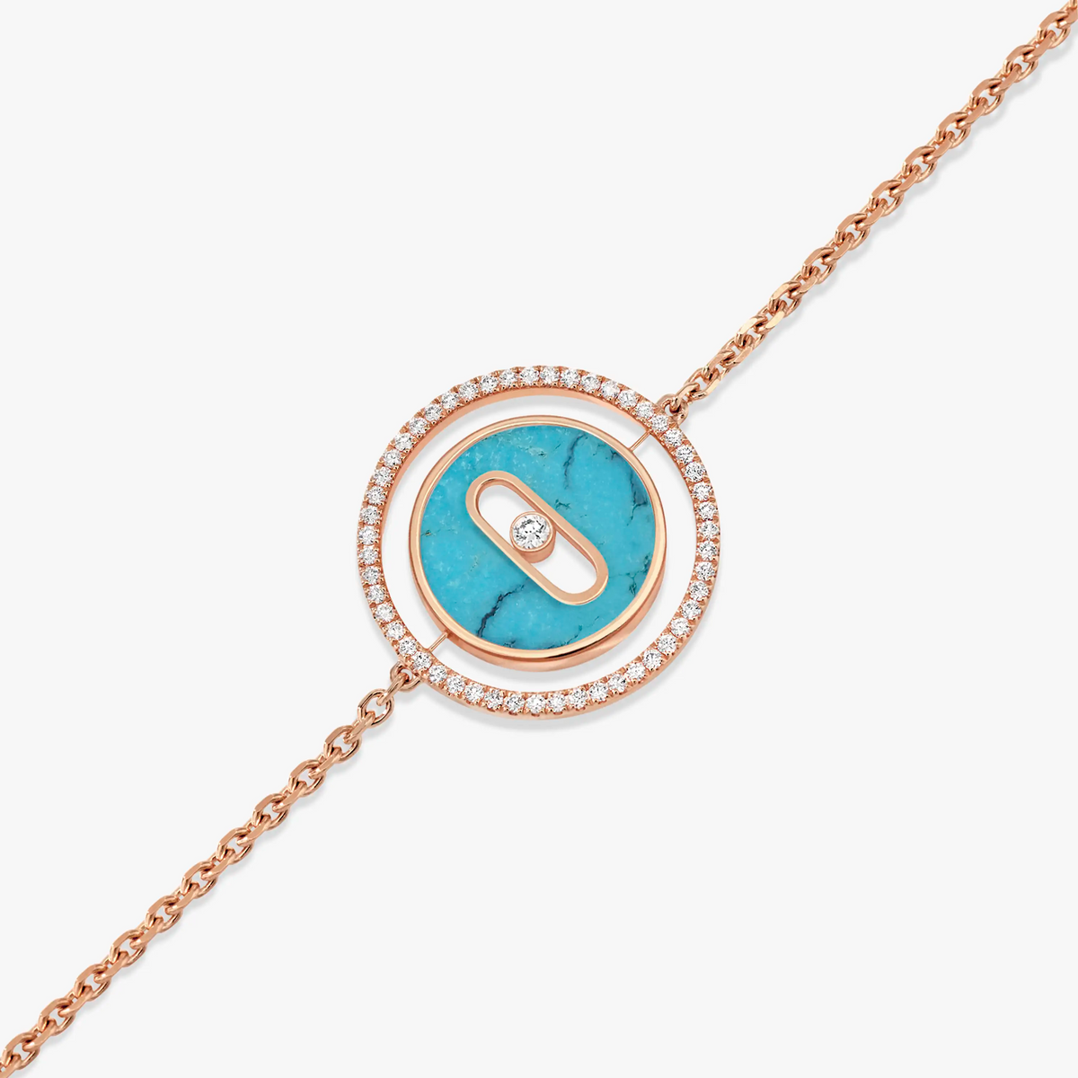 [Aura Jewels]LUCKY MOVE TURQUOISE PINK GOLD DIAMOND BRACELET(Adjustable)