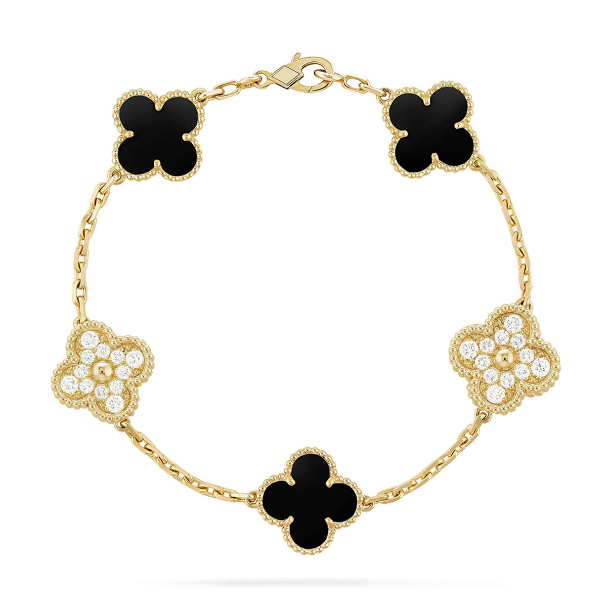 [Aura Jewels]New CLOVER 5 MOTIF ONYXS BRACELET COLLECTION
