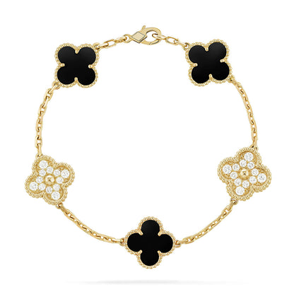 [Aura Jewels]New CLOVER 5 MOTIF ONYXS BRACELET COLLECTION