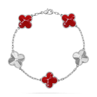 [Aura Jewels]New CLOVER 5 MOTIF RED PATTERN BRACELET COLLECTION