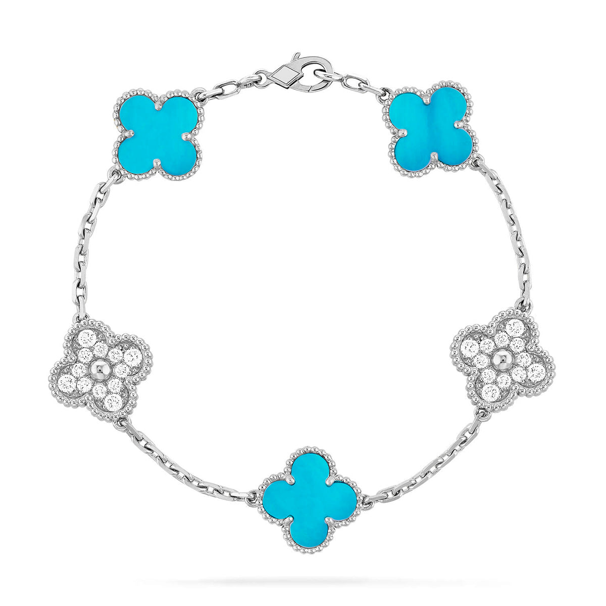 [Aura Jewels]New  CLOVER 5 MOTIF TURQUOISE BRACELET COLLECTION