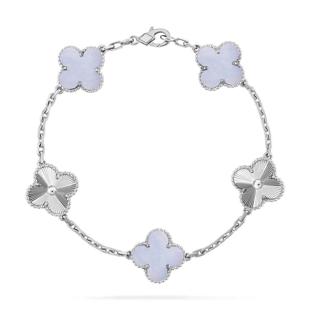 [Aura Jewels]New  CLOVER 5 MOTIF PURPLE CHALCEDONY BRACELET COLLECTION