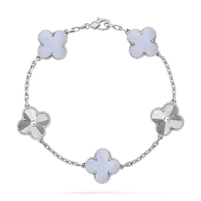 [Aura Jewels]New  CLOVER 5 MOTIF PURPLE CHALCEDONY BRACELET COLLECTION