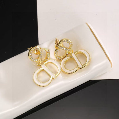 [Aura Jewels]Gold CD Letter Stud Earrings