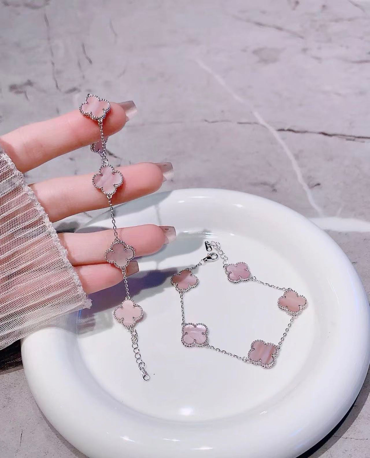 [Aura JewelsLight Pink Braided Bracelet