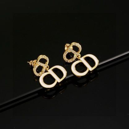 [Aura Jewels]Gold CD Letter Stud Earrings