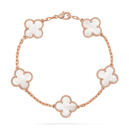 [Aura Jewels]New CLOVER WHITE PEARL MOP 5 MOTIF BRACELET COLLECTION