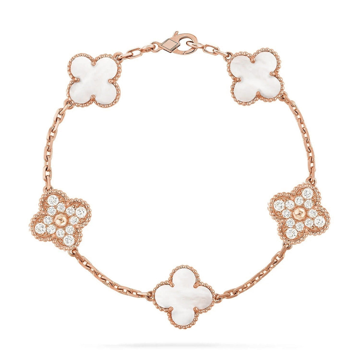 [Aura Jewels]New CLOVER WHITE PEARL MOP 5 MOTIF BRACELET COLLECTION