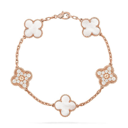 [Aura Jewels]New CLOVER WHITE PEARL MOP 5 MOTIF BRACELET COLLECTION