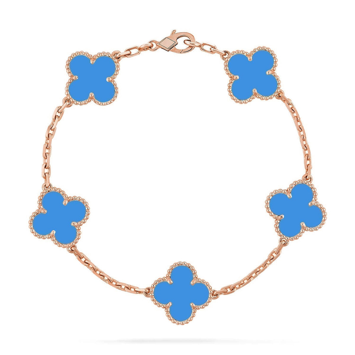 [Aura Jewels]New CLOVER 5 MOTIF BLUE AGATE BRACELET COLLECTION