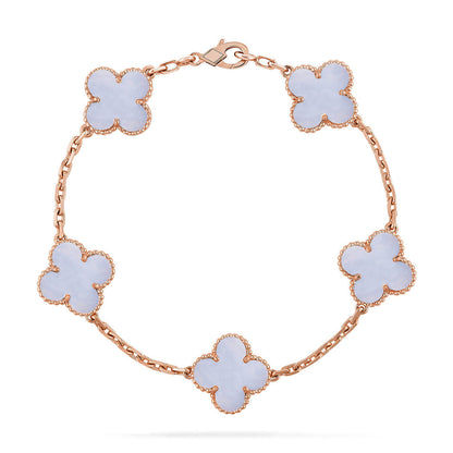 [Aura Jewels]New  CLOVER 5 MOTIF PURPLE CHALCEDONY BRACELET COLLECTION