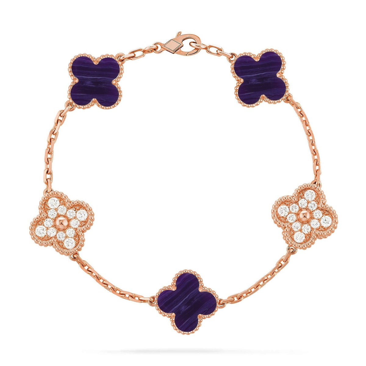 [Aura Jewels]New CLOVER 5 MOTIF PURPLE STRIPES BRACELET COLLECTION