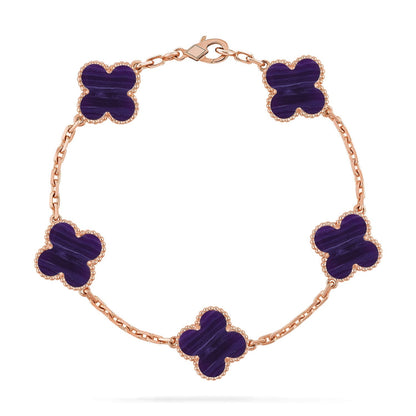 [Aura Jewels]New CLOVER 5 MOTIF PURPLE STRIPES BRACELET COLLECTION