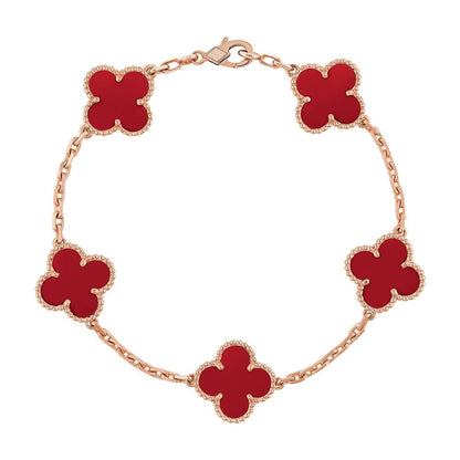 [Aura Jewels]New  CLOVER 5 MOTIF RED CORNELIAN BRACELET COLLECTION